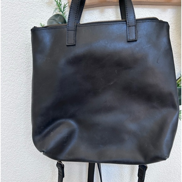 ABLE Fozi Black Leather Backpack w/ Black Hardware - Lined w/ Interior Pockets - Picture 1 of 16